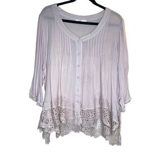 Hazel by Stitch Fix Lace Top Plus Size 1x